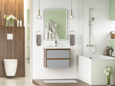 Тумба Brevita Chester 65 серый/дуб (CHE-09065-49502Я) с раковиной