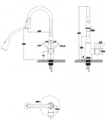 Смеситель для кухни Kaiser Merkur 26144, хром