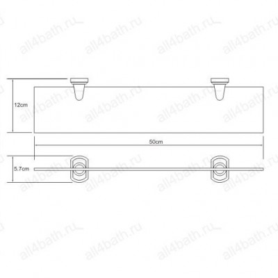 WasserKRAFT Oder K-3024 полка стеклянная, хром