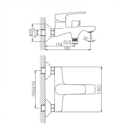 Смеситель для ванны Haiba HB60587 с душевым гарнитуром (латунь) хром