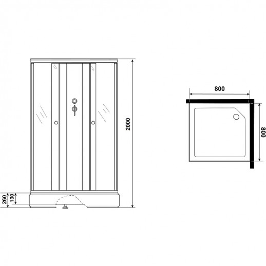 Душевая кабина Niagara Promo 80x80 P80/26Q/MT/BK квадратная