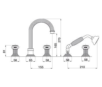 Смеситель на борт ванны Cezares APHRODITE-BVD-02-O