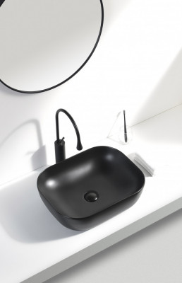 Накладная раковина Aquanet LAKE-1-MB 39,5х50 см, черная матовая (245829)