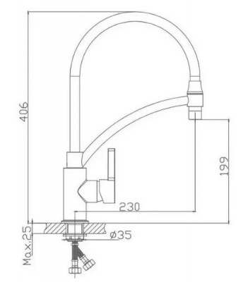 Смеситель для кухни Haiba HB73643-7 с гибким изливом (латунь) хром, черный
