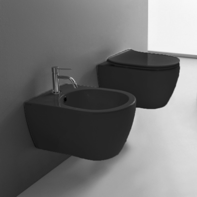 Биде подвесное Scarabeo Moon 552149 50,5х36 см, чёрное матовое