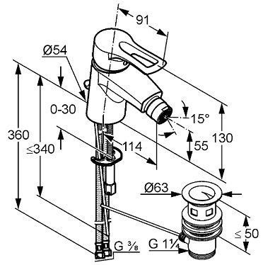 Смеситель для биде KLUDI MX хром 332150562