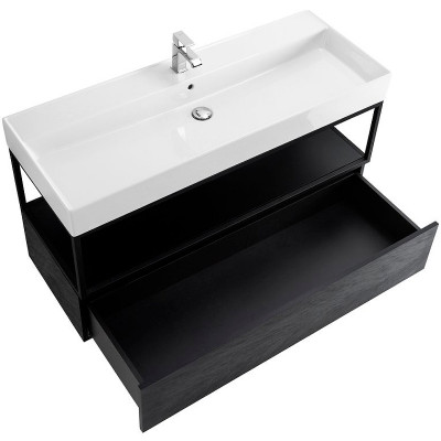 Консоль под раковину Cezares Cadro 120 CADRO-120/46/30-1C-SO-MET-ST черная матовая подвесная