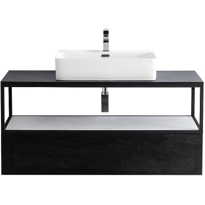 Консоль под раковину Cezares Cadro 120 CADRO-120/46/30-1C-SO-MET-ST черная матовая подвесная