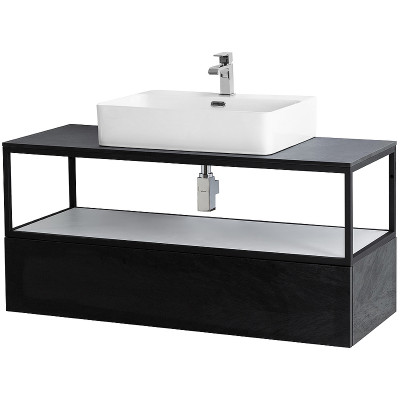 Консоль под раковину Cezares Cadro 120 CADRO-120/46/30-1C-SO-MET-ST черная матовая подвесная