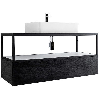 Консоль под раковину Cezares Cadro 120 CADRO-120/46/30-1C-SO-MET-ST черная матовая подвесная