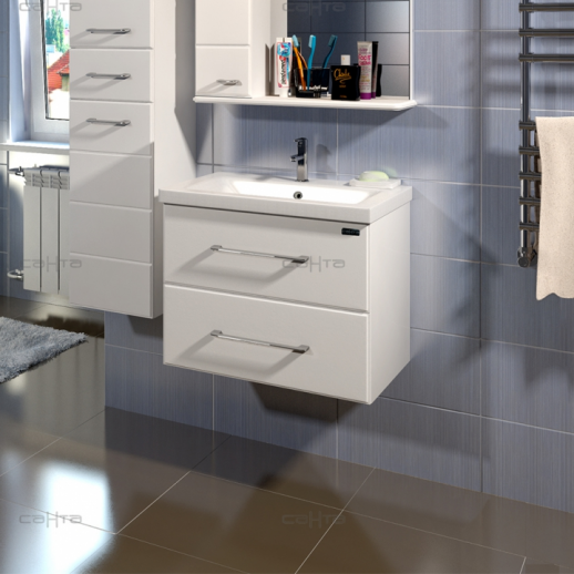 Тумба для умывальника подвесная СаНта "Омега-60.2" ЛЮКС 2 ящ. ( под умывальник Комо 60)