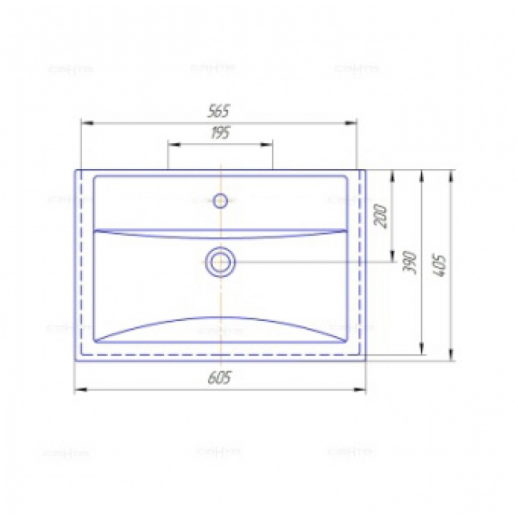 Тумба для умывальника подвесная СаНта "Омега-60.2" ЛЮКС 2 ящ. ( под умывальник Комо 60)