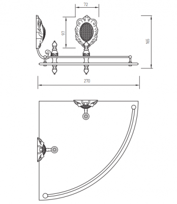 Полка угловая стеклянная с ограничителем Migliore Cleopatra 16666, стекло матовое/хром
