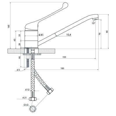 Смеситель для кухни, умывальника локтевой Славен Хирург Х хром (СЛ-ОД-Х20)