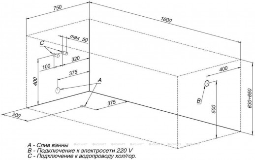Акриловая ванна Aquanet Viola NEW 180x75 пристенная прямоугольная (00242744)