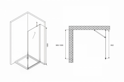 Душевая стенка Abber Zart 100x195 S101 п-ль хром стекло прозрачное