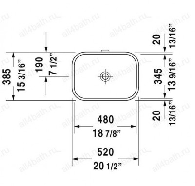 DURAVIT Happy D. 0457480000 умывальник встраиваемый 48см х 34,5см