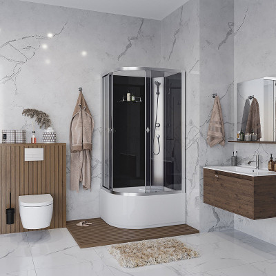 Душевая кабина Niagara Eco 90x70 R E90/70/40R/TN/BK асимметричная