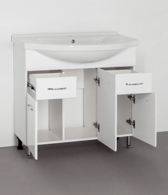 Тумба Style Line Эко Стандарт №26 90 (ЛС-00000110) с раковиной, белая 