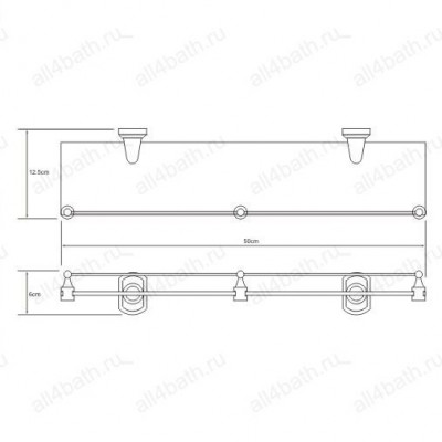 WasserKRAFT Oder K-3044 полка стеклянная с бортом, хром