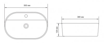 Накладная раковина Aquanet LAKE-2-MB 38х50 см, черная матовая (273672)