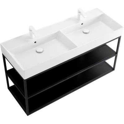 Консоль под раковину Cezares Cadro 120 CADRO-120/46/58-2C-SO-MET-ST черная матовая подвесная