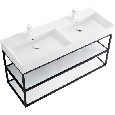 Консоль под раковину Cezares Cadro 120 CADRO-120/46/58-2C-SO-MET-ST черная матовая подвесная