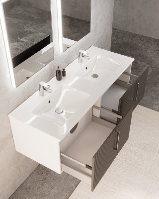 Тумба с раковиной SanVit Рольф W 120 krolfW120 подвесная белый глянец