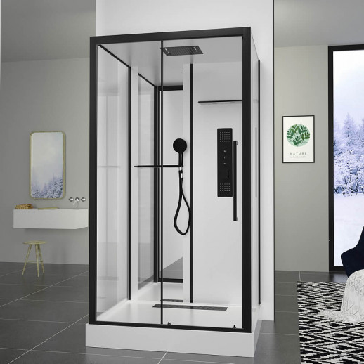 Душевая кабина Black&White Galaxy 8028000 с гидромассажем 115х90 см прямоугольная