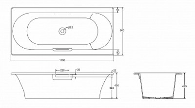 Ванна чугунная Jacob Delafon Volute E6D901-0 170x80 см, белый прямоугольная белый