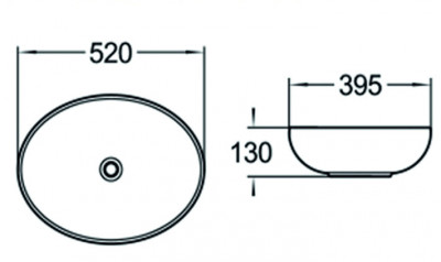 Раковина SantiLine 52 SL-1020 Белая Накладная Овальная