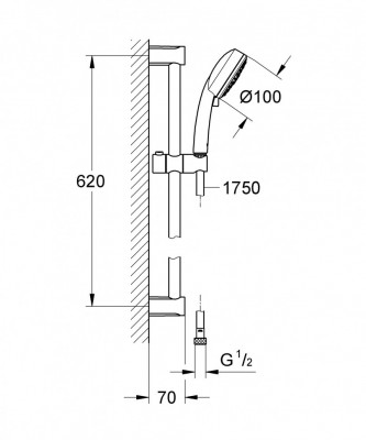 Душевой гарнитур GROHE New Tempesta Cosmopolitan 100 III, 600 мм, хром (27786002)
