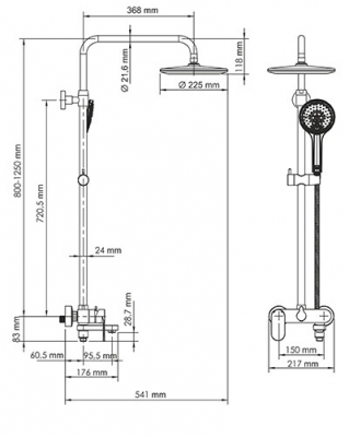 WasserKRAFT Mindel A18501 комплект душевой со смесителем, белый