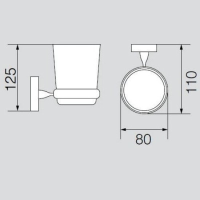 VERAGIO BONJOUR CROMO VR.BNR-7840.CR стакан настенный, хром/керамика