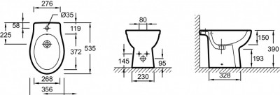Напольное биде 53,5 x 35,6 c JACOB DELAFON PATIO (EBB0002-00)