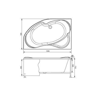 Aquanet Capri 00205476 ванна без гидромассажа, 160 см х 100 см, левая