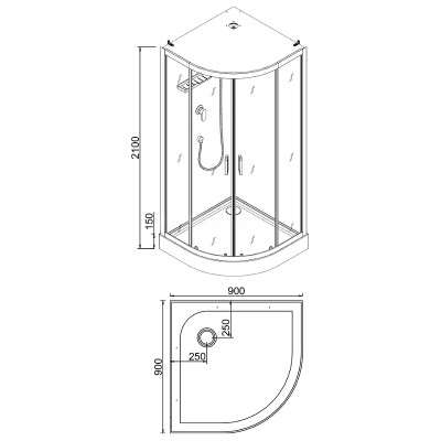 Душевая кабина Esbano ESE-90CR 90x90 ESKE90CR четверть круга