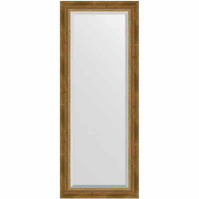 Зеркало настенное Evoform Exclusive 133х53 BY 3510 с фацетом в багетной раме Состаренная бронза с плетением 70 мм