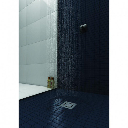 Трап BERGES водосток PLATZ Norma 150х150, матовый хром, S-сифон D50 H60 боковой