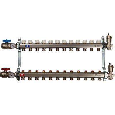Коллектор из нержавеющей стали в сборе без расходомеров 12 вых STOUT (SMS 0912 000012)