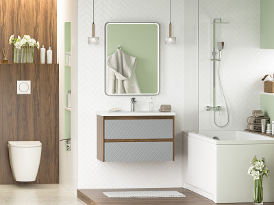 Тумба Brevita Chester 80 серый/дуб (CHE-09080-49502Я) с раковиной