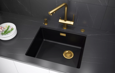 Кухонный смеситель Paulmark Serpentine Se213222-BG брашированное золото с выдвижным изливом