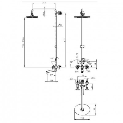 Душевая система Kaiser Trio 57188 Br, бронза