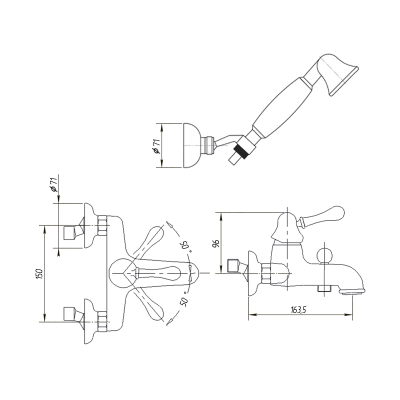 MIGLIORE Maya 18913 смеситель для ванны с душем, бронза