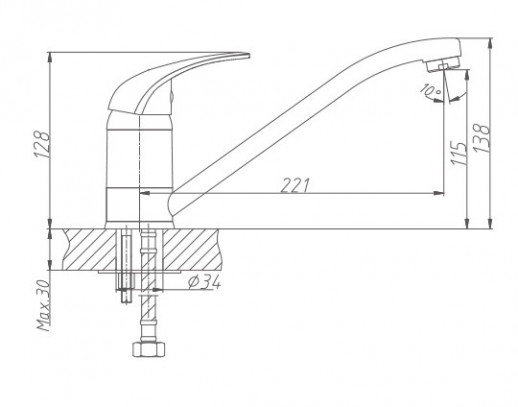 Смеситель для кухни Haiba HB4203 (латунь) хром