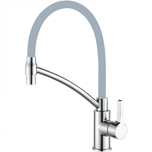 Смеситель для кухни Haiba HB73643-3 с гибким изливом (латунь) хром, серый