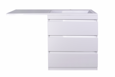 Тумба Style Line Даллас 130 L с раковиной над стиральной машиной, белая (3 ящика)