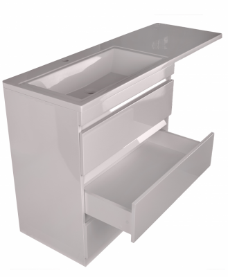 Тумба Style Line Даллас 130 L с раковиной над стиральной машиной, белая (3 ящика)