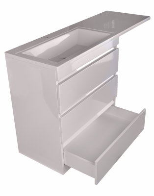 Тумба Style Line Даллас 130 L с раковиной над стиральной машиной, белая (3 ящика)