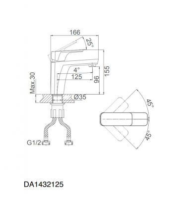 Смеситель для раковины D&K Berlin.Technische (DA1432125), латунь, черный, матовый
